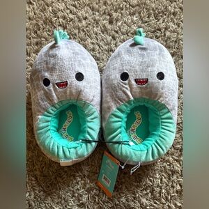 Squishmallows Gray and Teal Kids Slippers
